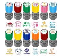 Set De 12 Tampons Enseignants, Tampons Encreurs Pour Professeur, Cachets Motivants "Bravo" Ou "Très Bien" Pour Évaluer Devoirs, Comportement En Classe - ABS, Portable