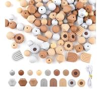 Set de 132 perles en silicone en forme de fleur perles marguerites trouées | avec cordon élastique, pour DIY bracelets, stylos et porte clés