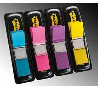 3M Post-it Index Mini 683-4AB, 11,9 mm x 43,2 mm, jaune, violet, rose, turquoise, 4 x 35 bandes adhésives en distributeur x12 morceau