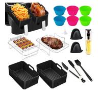 set de 15 accessoires pour friteuse Air Fryer Ninja Foodi AF300EU AF400EU 7.6L-9.5L | Moule à pâtisserie, grille, moules en silicone & plus | Accessoires Airfryer pour friteuse à air chaud Dual-Zone