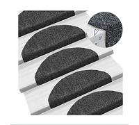 Set de 15 marchettes d'escalier Surface Confortable et antidérapante,Tapis d'escalier - Protection d'escalier Semi-Circulaire, antidérapant et - Tapis pour marches,65 * 21 * 4cm (Noir)