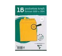 Clairefontaine Pochettes kraft Milleraies 75015C C4 229x324 mm auto-adhésives Paquet de 15 90 g/m²