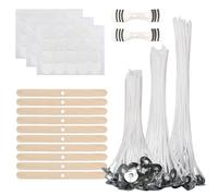 Set de 150 Mèches pour Bougies - 50x 10cm, 50x 15cm, 50x 20cm avec Plaquettes Adhésives et Supports - Idéal pour Fabrication de Bougies DIY, Cadeaux Créatifs et Loisirs Manuels