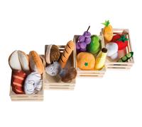 Set de 16 aliments factices avec 4 paniers en bois pour cuisine enfant multicolore TU