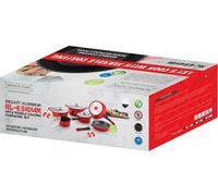 Set de 17 ustensiles de cuisine - Revêtement antiadhésif en marbre - Poignées amovibles - Compatible avec l'induction