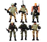 Set de 18 Figurines d’Action Militaires,6 Soldats de l’Armée articulés avec 12 Accessoires d’Armes Militaires,Jouet Forces Spéciales réaliste pour Garçons Filles Enfants