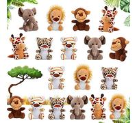 Set de 18 Mini Animaux de Forêt en Peluche - Jouets de Jungle de 4,8 Pouces avec Éléphant, Singe, Girafe et Tigre Mignon (Style Délicat)