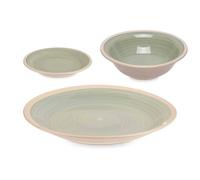 Set de 18 pièces vaisselle en grès vert bord collection VESSIA