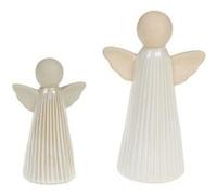 Set de 2 anges bi-matière - Amadeus - Crème / Ivoire - Céramique Beige
