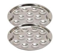 Set de 2 assiettes à escargots en acier inoxydable argenté (12 escargots)