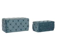 Set de 2 Banquettes en velours bleu et MDF --