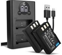 Set de 2 Batteries 1000mAh et Double Chargeur Compatible avec Nikon D3000 D40 D40x D5000 D60 - Accu de Remplacement Appareil Photo avec câble de Chargement