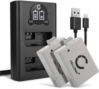 Set de 2 Batteries 1020mAh et Double Chargeur Compatible avec Canon EOS 1000D, EOS 450D, EOS 500D - Accu de Remplacement Appareil Photo avec câble de Chargement