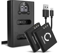 Set de 2 Batteries 1100mAh et Double Chargeur Compatible avec Ricoh G900 G900SE GR III GR IIIx WG-6 - Accu de Remplacement Appareil Photo avec câble de Chargement