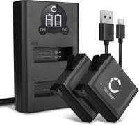 Set de 2 Batteries 1160mAh et Double Chargeur Compatible avec GoPro Hero 4 Hero 4 Black Hero 4 Plus Hero 4 Silver - Accu de Remplacement Appareil Photo avec câble de Chargement