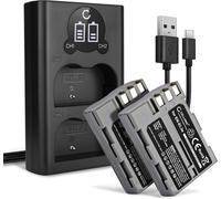 Set de 2 Batteries 1600mAh et Double Chargeur Compatible avec Nikon D700 D70s D80 D90 D900 D100 D200 D300 D300S D50 D70 - Accu