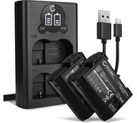 set de 2 batteries 2000mAh et double chargeur compatible avec Nikon D750 D7000 D7100 D7200 D7500 D800 D810 D850 D610 D500 Z 6 Z 7 Accu de remplacement appareil photo avec câble de chargement