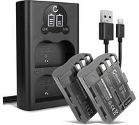 Set de 2 Batteries 2000mAh et Double Chargeur Compatible avec Nikon D90 D700 D300 D900 D100 D200 D300S D50 D70 D70s D80 - Accu de Remplacement Appareil Photo avec câble de Chargement