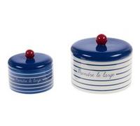 Set de 2 boîtes Marinière - Amadeus - Bleu - Céramique Bleu