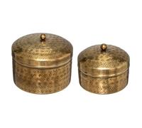 Set de 2 boîtes ""Oasis"" métal doré D10/13cm - Atmosphera createur d'interieur