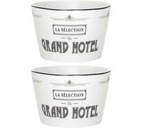 Set de 2 bols en céramique blanc et noir avec message "Grand Hotel" (Ø14 cm) - - ALTOBUY Blanc