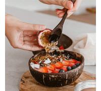 Set de 2 bols en noix de coco avec 2 cuillères / Set de 1 bol en noix de coco avec 1 cuillère - Bol en noix de coco naturel poli convenant pour la salade, le smoothie, le dessert, le petit-déjeuner, é