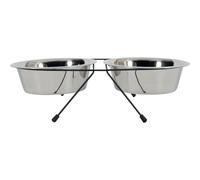 Set de 2 bols inox avec support métal Zolux Argenté 1,3 L