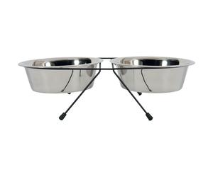Set de 2 bols inox avec support métal Zolux Argenté 1,3 L