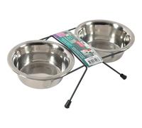 Set de 2 bols inox avec support métal Zolux Argenté 350 ml