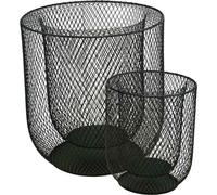 set de 2 bougeoirs noirs en forme de panier métallique, métal, pour bougies cylindriques Ø28,5/18cm