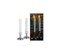 : Set de 2 bougies LED effet flamme vacillante avec chandeliers