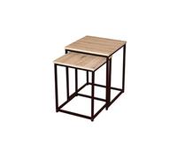 - Set de 2 bout de canapé Carré - H. 50 cm - Noir et Bois - Colorado