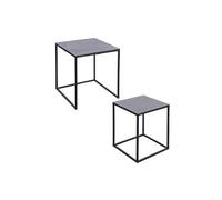 Set de 2 bouts de canapés carrés noir 38x45 et 30x39 cm - - Noir - Métal