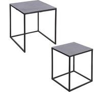 Set de 2 bouts de canapés carrés noir 38x45 et 30x39 cm - - Noir - Métal