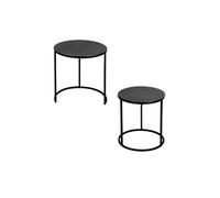 Set de 2 bouts de canapés ronds noirs 41 et 39 cm - - Noir - Métal