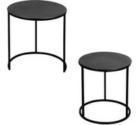 Set de 2 bouts de canapés ronds noirs 41 et 39 cm - - Noir - Métal