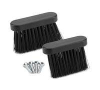 Set de 2 Brosses de Cheminée avec Manche en Bois, Ramasse-Cheminée pour Accessoires, Brosse de Remplacement avec 4 Vis en Acier Froid, Poils en Plastique Noir pour Nettoyage de Four et Foyer