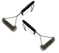 set de 2 brosses pour barbecue 30cm avec poils en acier inoxydable | Accessoires pour barbecue au charbon de bois, au gaz et électrique | Brosse de nettoyage BBQ pour chaque grille de barbecue | avec