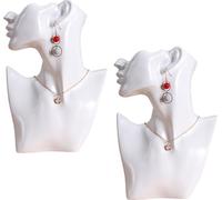 set de 2 buste de bijoux blanc | Buste de mannequin de bijoux | Présentoir de bijoux pour chaînes, boucles d'oreilles | Mannequin Femme Tête / Epaule pour présentations de bijoux | Présentoir de chaîn