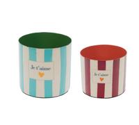 Amadeus Set de 2 cache-pots Je t'aime métal 10.00x10.00 cm Multicolore