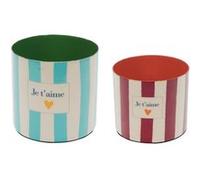 Amadeus Set de 2 cache-pots Je t'aime métal 10.00x10.00 cm Multicolore