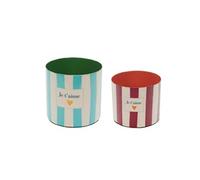Amadeus Set de 2 cache-pots Je t'aime métal 10.00x10.00 cm Multicolore