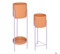 Set de 2 Caches-pot Pool 19x19x60cm Blanc et Orange - Atmosphera Créateur d'intérieur