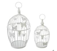 Set de 2 cages ""Yanna"" en métal blanc D17/23,5cm - Atmosphera Créateur d'intérieur