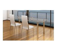 Set de 2 chaises blanches design ""Dubai"" pieds chromés salon cuisine 60571