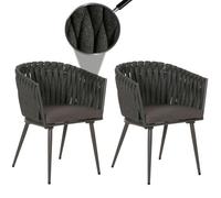 Set De 2 Chaises De Jardin En Aluminium Hwc-N38, Chaise D'extérieur Avec Accoudoirs, Olefin Corde Tressée Rope Anthracite Coussin Gris Foncé Gris