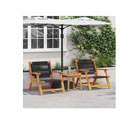 Vidaxl Set De 2 Chaises De Jardin Noires 67x77x73 Cm En Bois D'acacia Massif