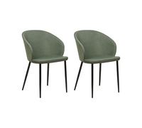 Set de 2 Chaises de Repas Rembourrées avec Accoudoirs Design Rétro en Tissu Poly