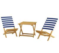 Set de 2 chaises Pliantes en Bois et 1 Table, Sac de Transport 10-351-2T-Tasche-blau