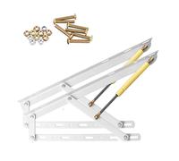 Set De 2 Charnières Pour Lit Coffre Avec Ressorts, Supports De Levage Pneumatiques, Mécanisme De Levage De Lit Hydraulique Vers Le Haut, Levage Pliante - Projet De Bricolage Pour Sommier À Ressorts(Bl
